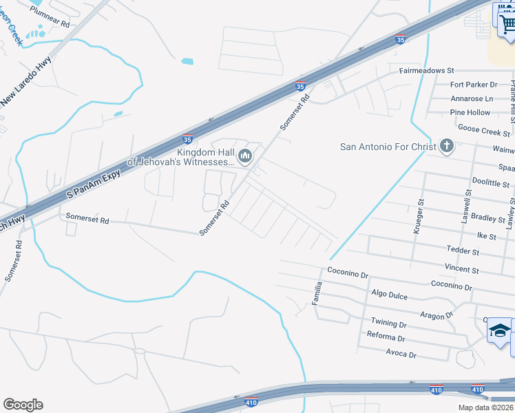 map of restaurants, bars, coffee shops, grocery stores, and more near 9402 Graze Branch in San Antonio