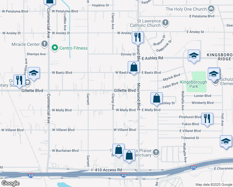 map of restaurants, bars, coffee shops, grocery stores, and more near 9322 Clamp Avenue in San Antonio