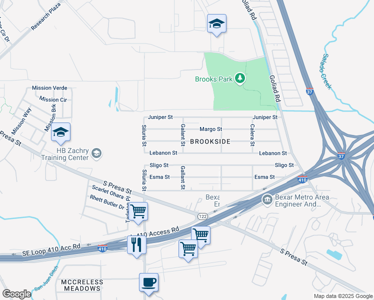 map of restaurants, bars, coffee shops, grocery stores, and more near 139 Sligo Street in San Antonio