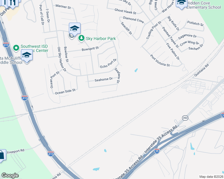 map of restaurants, bars, coffee shops, grocery stores, and more near 9202 Seafarer Drive in San Antonio