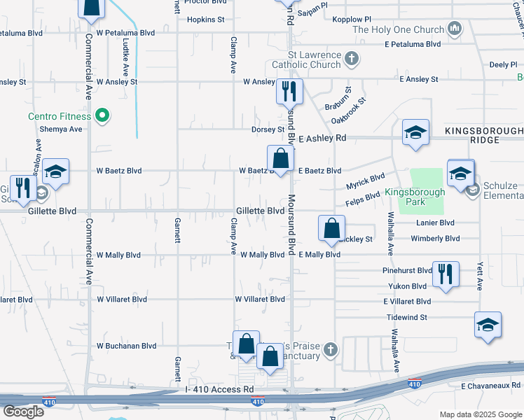 map of restaurants, bars, coffee shops, grocery stores, and more near 147 Gillette Blvd in San Antonio