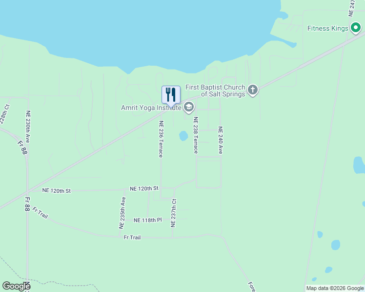 map of restaurants, bars, coffee shops, grocery stores, and more near 12296 Northeast 238 Terrace in Fort McCoy