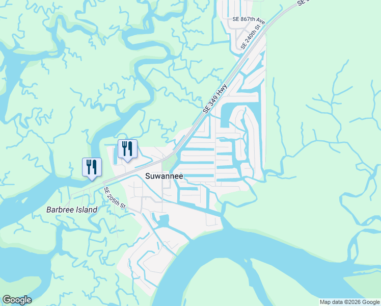 map of restaurants, bars, coffee shops, grocery stores, and more near Eloise Avenue in Suwannee
