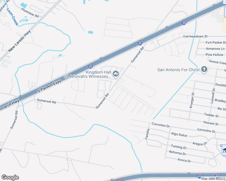 map of restaurants, bars, coffee shops, grocery stores, and more near 9323 Somerset Road in San Antonio