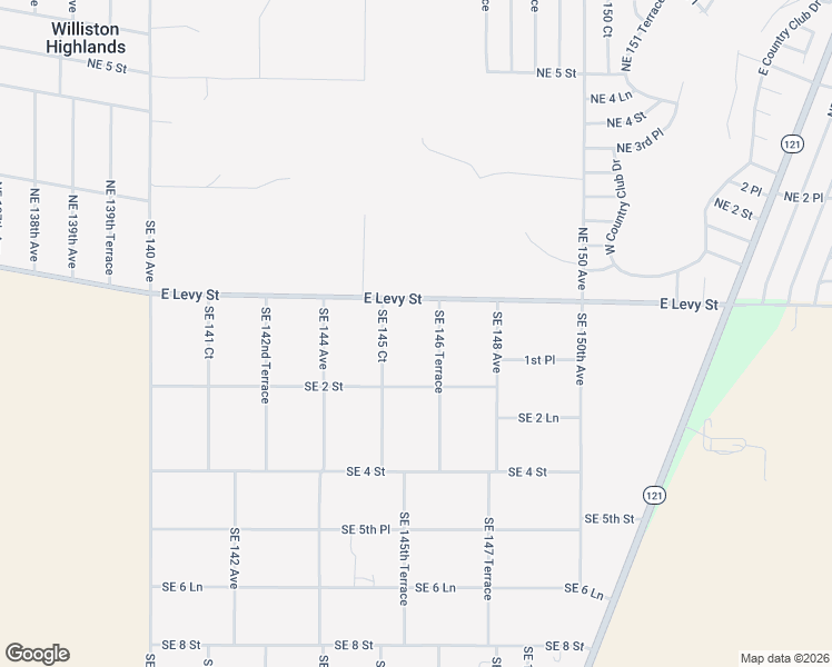 map of restaurants, bars, coffee shops, grocery stores, and more near 70 Southeast 146 Terrace in Williston
