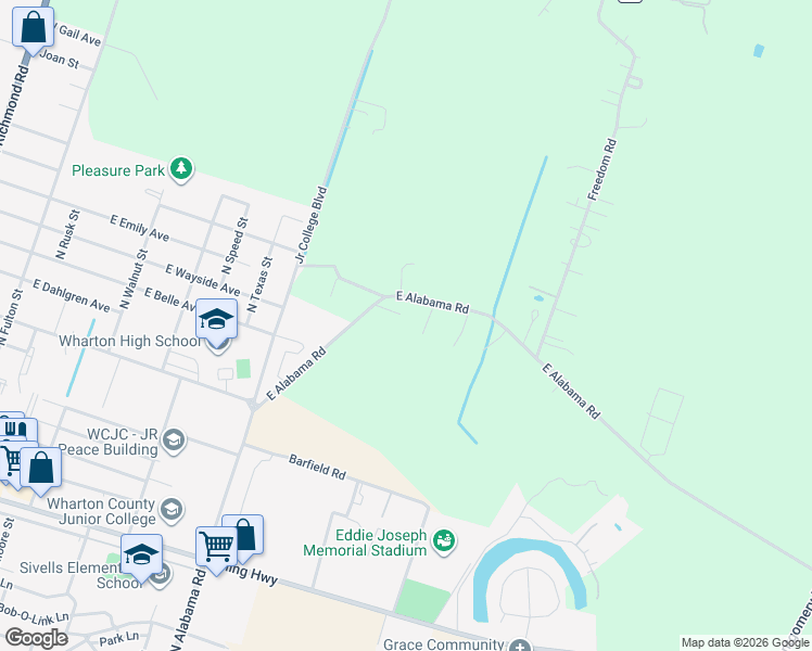 map of restaurants, bars, coffee shops, grocery stores, and more near 130 Everett Lane in Wharton