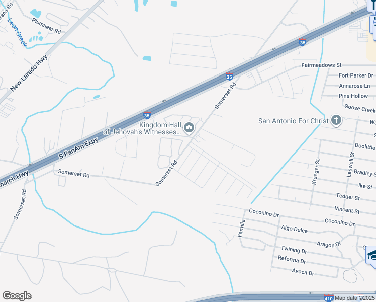 map of restaurants, bars, coffee shops, grocery stores, and more near 9323 Somerset Road in San Antonio