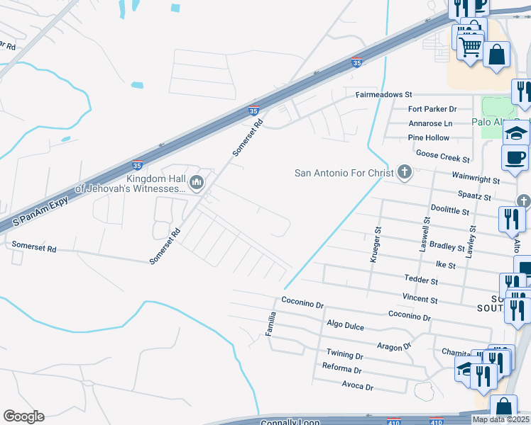 map of restaurants, bars, coffee shops, grocery stores, and more near 3742 Remigio Street in San Antonio