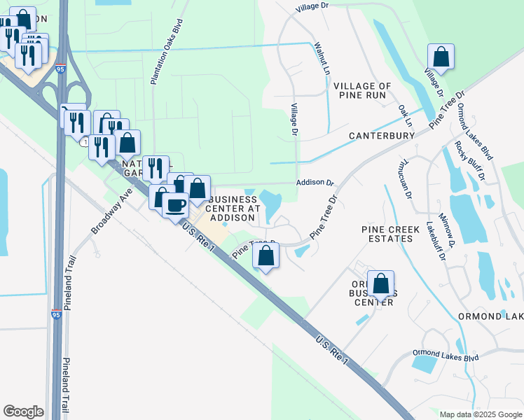 map of restaurants, bars, coffee shops, grocery stores, and more near 170 Limewood Place in Ormond Beach