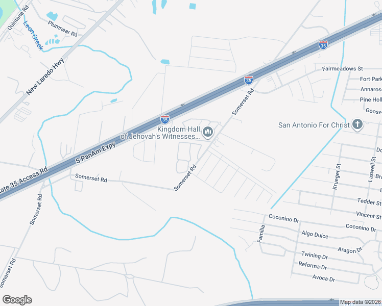 map of restaurants, bars, coffee shops, grocery stores, and more near 9323 Somerset Road in San Antonio