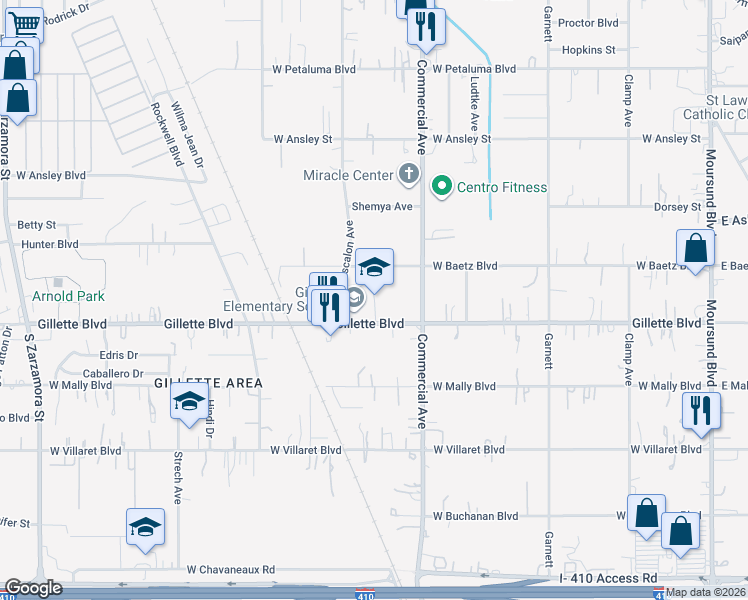 map of restaurants, bars, coffee shops, grocery stores, and more near 625 Gillette Blvd in San Antonio