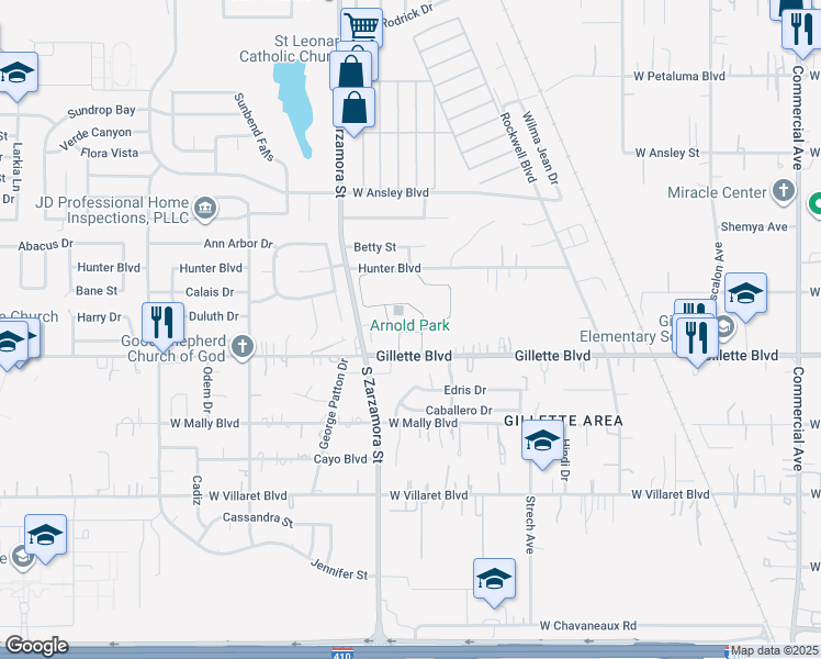map of restaurants, bars, coffee shops, grocery stores, and more near 1011 Gillette Boulevard in San Antonio