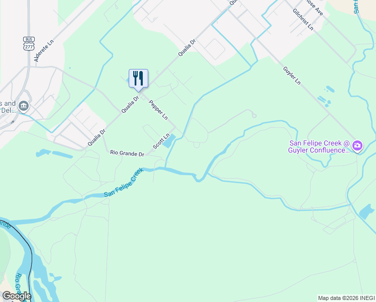 map of restaurants, bars, coffee shops, grocery stores, and more near 13 Pepper Lane in Del Rio