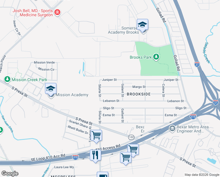 map of restaurants, bars, coffee shops, grocery stores, and more near 118 Margo Street in San Antonio