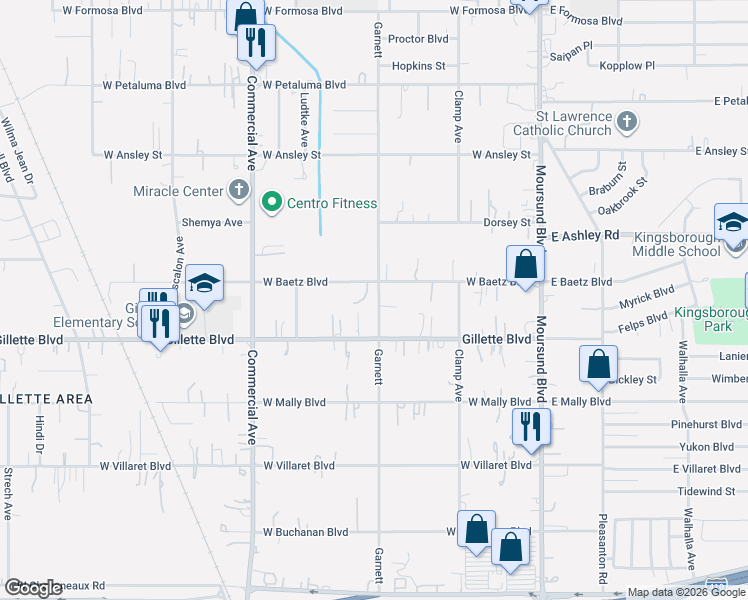 map of restaurants, bars, coffee shops, grocery stores, and more near 9111 Garnett in San Antonio