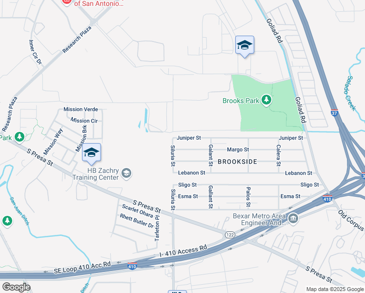 map of restaurants, bars, coffee shops, grocery stores, and more near 116 Juniper Street in San Antonio