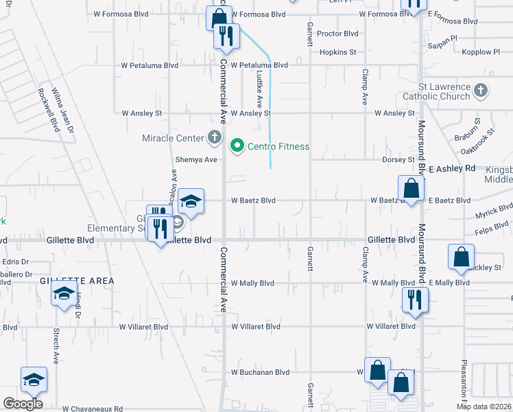 map of restaurants, bars, coffee shops, grocery stores, and more near 631 West Baetz Boulevard in San Antonio