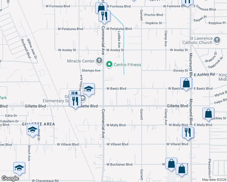 map of restaurants, bars, coffee shops, grocery stores, and more near 731 West Baetz Boulevard in San Antonio