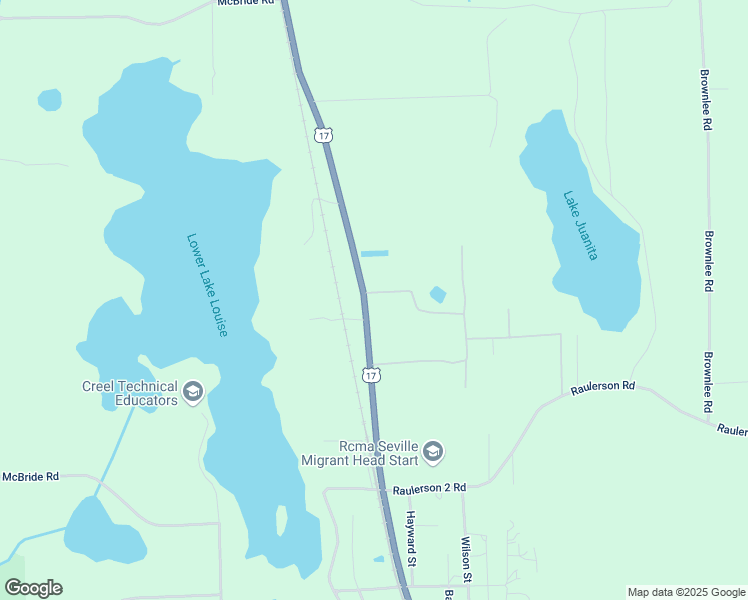 map of restaurants, bars, coffee shops, grocery stores, and more near 2095 U.S. 17 in Seville