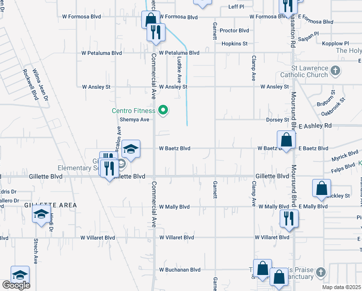 map of restaurants, bars, coffee shops, grocery stores, and more near 631 West Baetz Boulevard in San Antonio