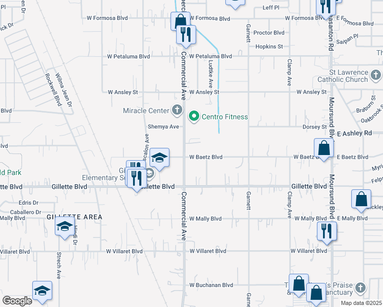 map of restaurants, bars, coffee shops, grocery stores, and more near 731 West Baetz Boulevard in San Antonio