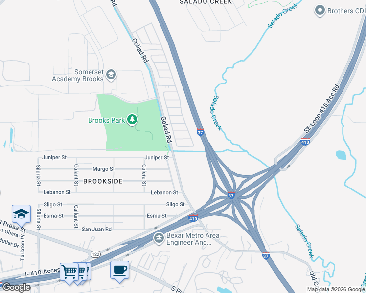 map of restaurants, bars, coffee shops, grocery stores, and more near 176 Navajo Blanket in San Antonio