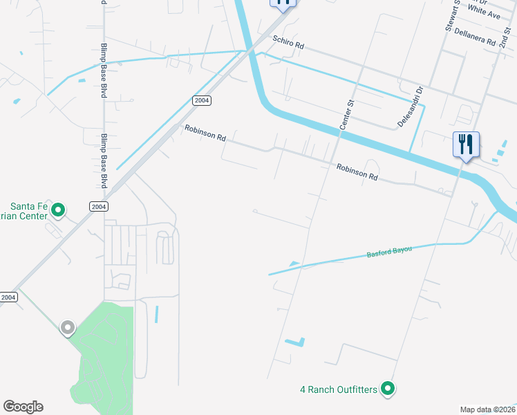 map of restaurants, bars, coffee shops, grocery stores, and more near 8828 Calagna Road in Hitchcock