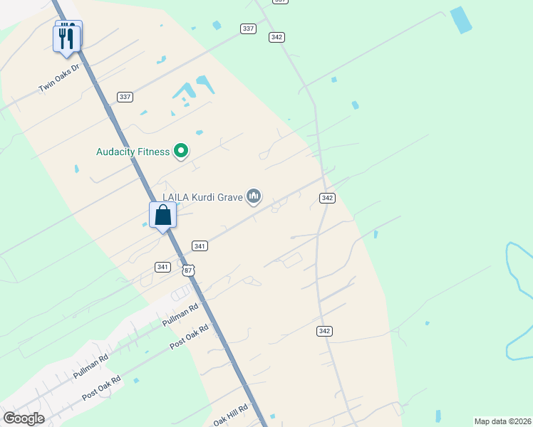 map of restaurants, bars, coffee shops, grocery stores, and more near 268 County Road 341 in La Vernia