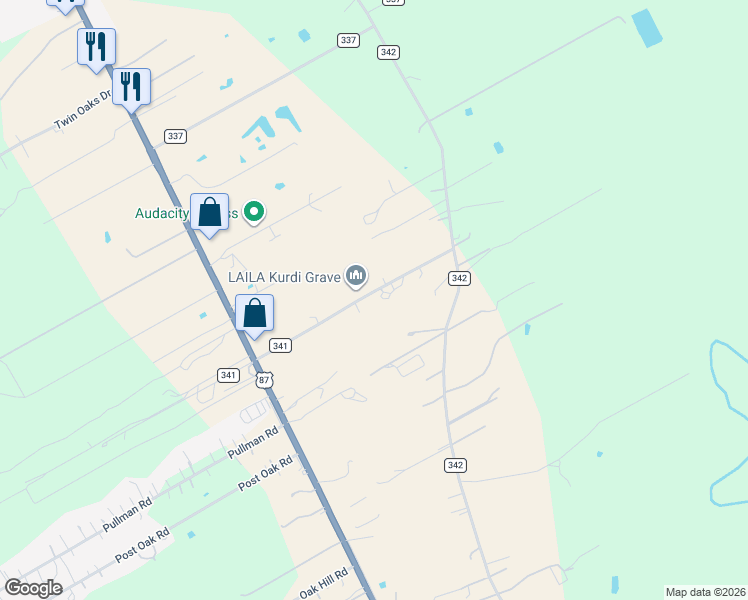 map of restaurants, bars, coffee shops, grocery stores, and more near 268 County Road 341 in La Vernia