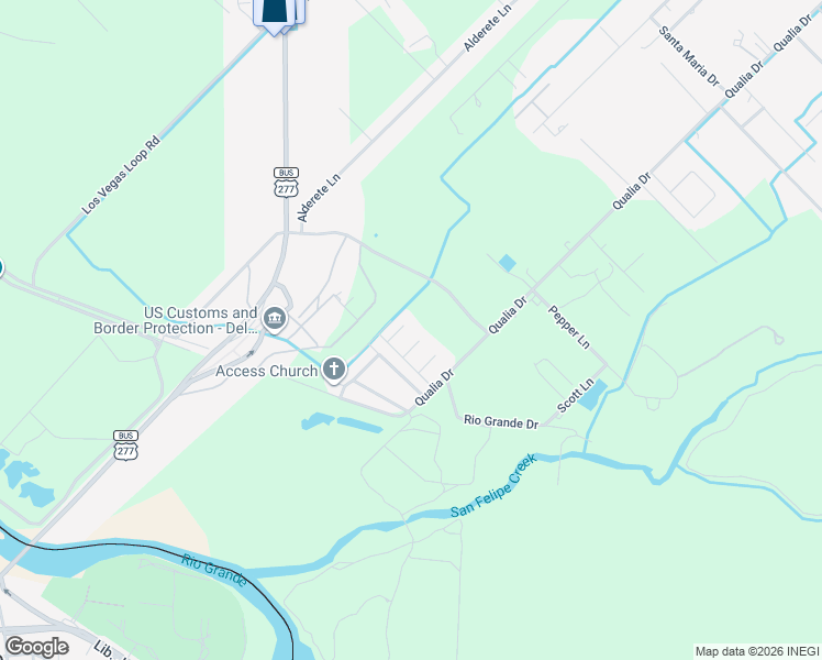 map of restaurants, bars, coffee shops, grocery stores, and more near 109 Richard's Court in Del Rio