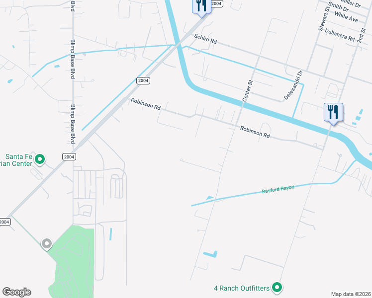 map of restaurants, bars, coffee shops, grocery stores, and more near 8828 Calagna Road in Hitchcock
