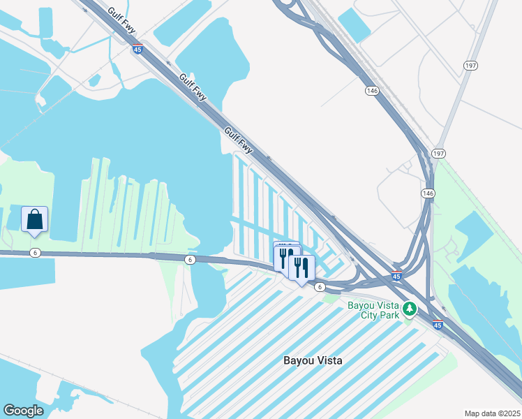 map of restaurants, bars, coffee shops, grocery stores, and more near 38 North Flamingo Street in La Marque