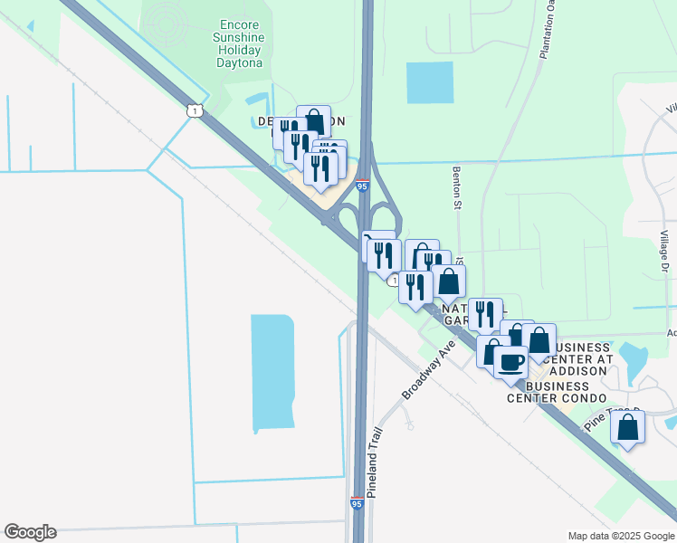 map of restaurants, bars, coffee shops, grocery stores, and more near 1608 U.S. 1 in Ormond Beach