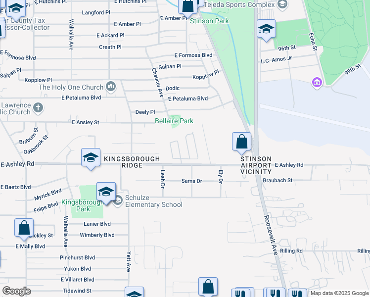 map of restaurants, bars, coffee shops, grocery stores, and more near 8922 Ashley Wilkes in San Antonio