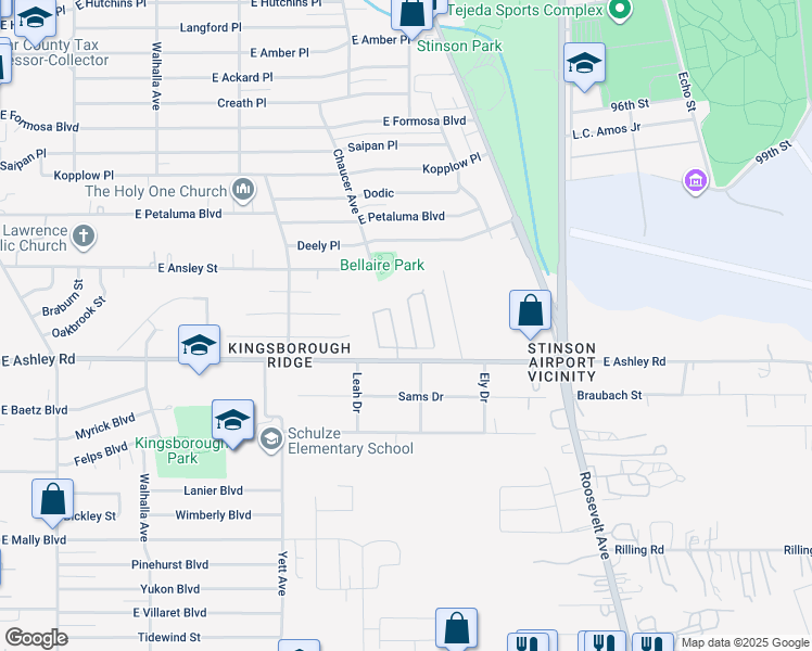 map of restaurants, bars, coffee shops, grocery stores, and more near 8931 Ashley Wilkes in San Antonio