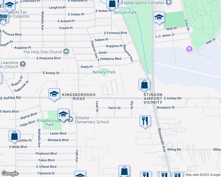 map of restaurants, bars, coffee shops, grocery stores, and more near 8922 Ashley Wilkes in San Antonio