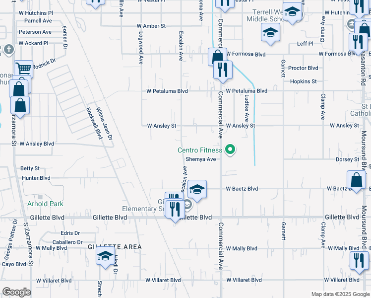 map of restaurants, bars, coffee shops, grocery stores, and more near 1839 Escalon Avenue in San Antonio