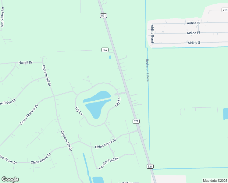map of restaurants, bars, coffee shops, grocery stores, and more near 103 Lily Lane in Rosharon