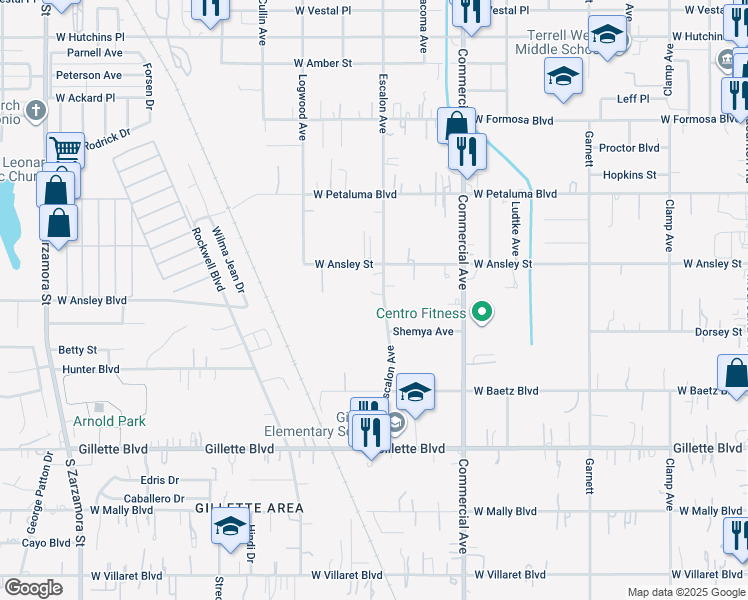 map of restaurants, bars, coffee shops, grocery stores, and more near 1839 Escalon Avenue in San Antonio