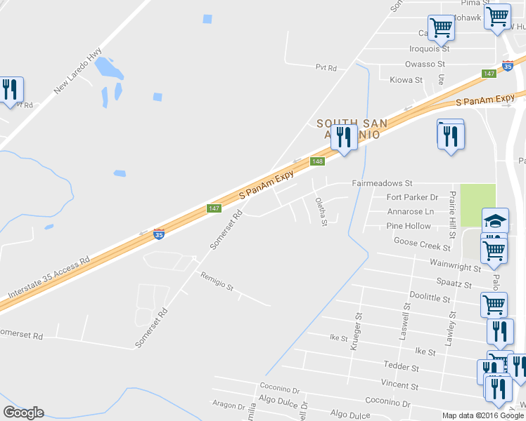 map of restaurants, bars, coffee shops, grocery stores, and more near 691 Fairmeadows in San Antonio