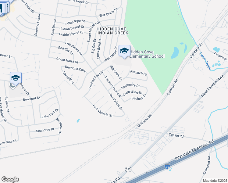 map of restaurants, bars, coffee shops, grocery stores, and more near 9215 Five Palms Drive in San Antonio
