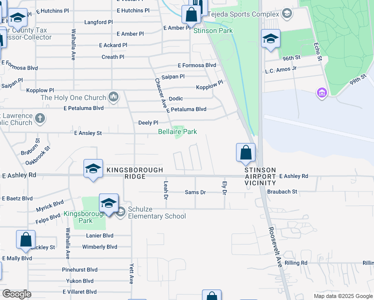 map of restaurants, bars, coffee shops, grocery stores, and more near 8907 Ashley Wilkes in San Antonio