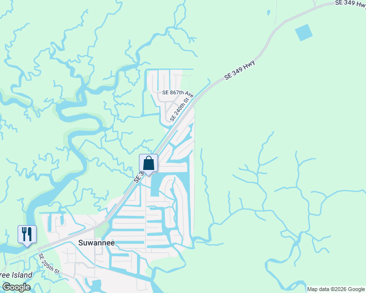 map of restaurants, bars, coffee shops, grocery stores, and more near Bay Dr in Dixie