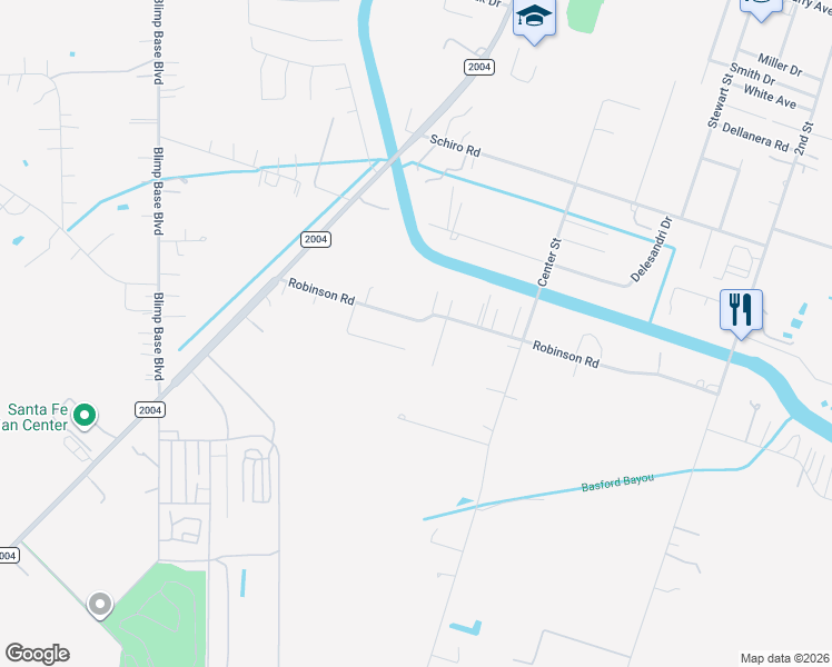 map of restaurants, bars, coffee shops, grocery stores, and more near 8912 Robinson Road in Hitchcock