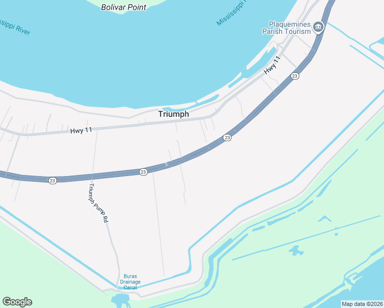 map of restaurants, bars, coffee shops, grocery stores, and more near Louisiana 23 in Buras