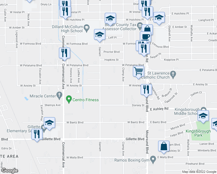 map of restaurants, bars, coffee shops, grocery stores, and more near 230 West Ansley Street in San Antonio