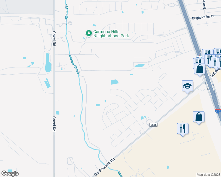 map of restaurants, bars, coffee shops, grocery stores, and more near 8373 Southwest Loop 410 in San Antonio