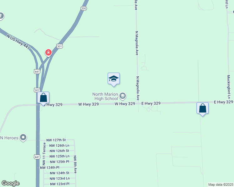 map of restaurants, bars, coffee shops, grocery stores, and more near 151 West Highway 329 in Citra