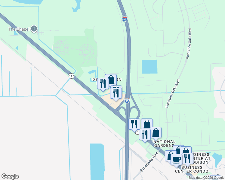 map of restaurants, bars, coffee shops, grocery stores, and more near 1647 U.S. 1 in Ormond Beach