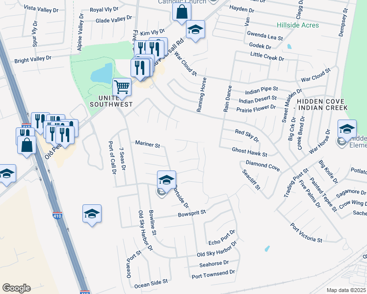map of restaurants, bars, coffee shops, grocery stores, and more near 5811 Copa Cove in San Antonio